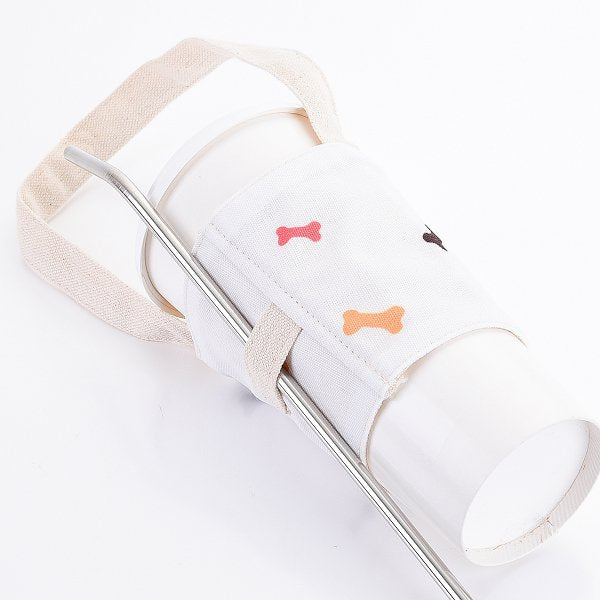 輕巧方便攜帶手提飲料帆布杯套