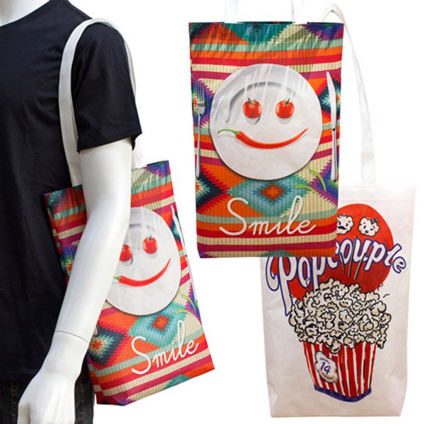 ■肩揹不織布袋-三角型W29xH40xD8cm-雙面彩色購物袋印刷