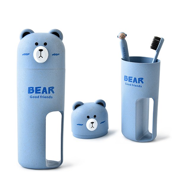 環保小麥小熊造型旅行牙刷組