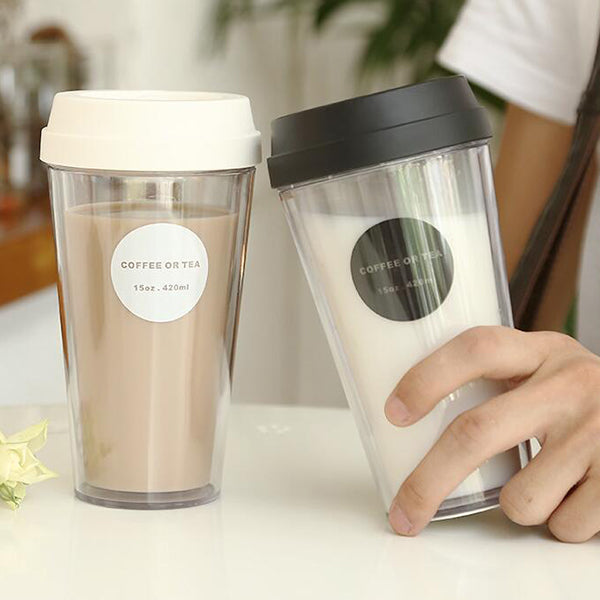 防漏雙層塑膠咖啡杯