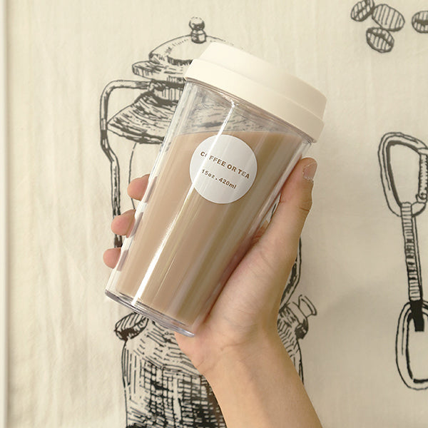 防漏雙層塑膠咖啡杯