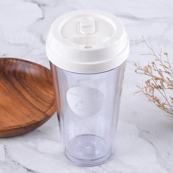 防漏雙層塑膠咖啡杯