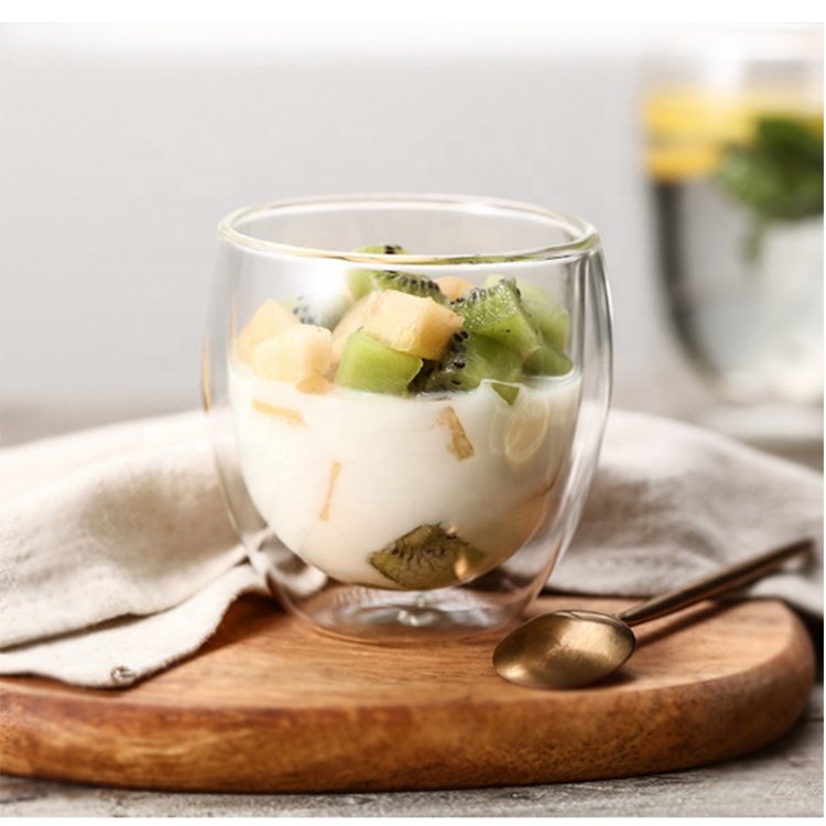 250ML雙層冷飲冰淇淋變色玻璃杯