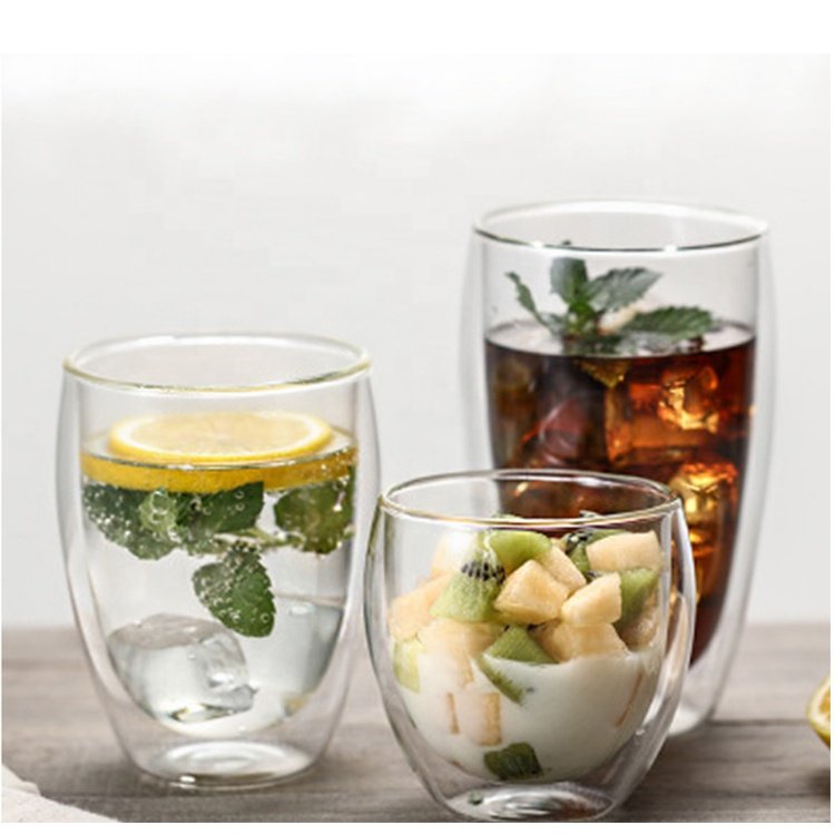 250ML雙層冷飲冰淇淋變色玻璃杯