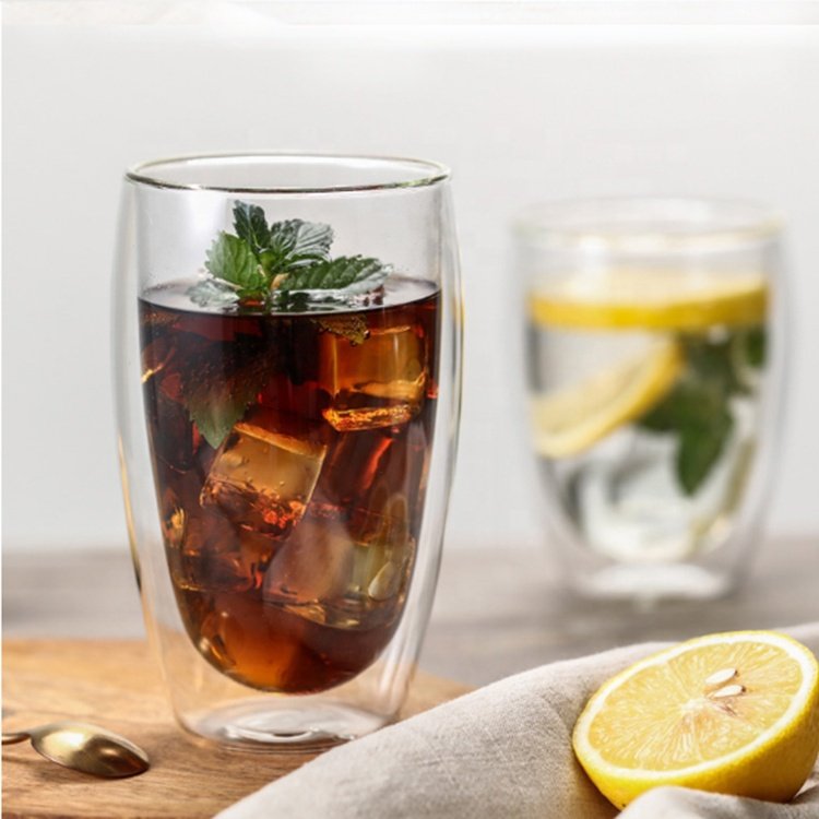 250ML雙層冷飲冰淇淋變色玻璃杯