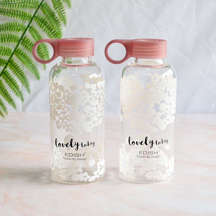 450ml旅行粉紅色杯蓋冷變色玻璃瓶