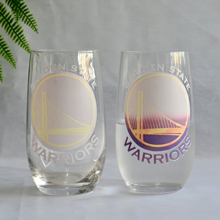 300ml變色圓形透明白色玻璃水杯