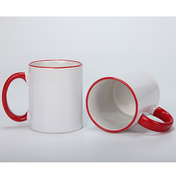 熱昇華馬克杯-300ml彩色杯緣手把