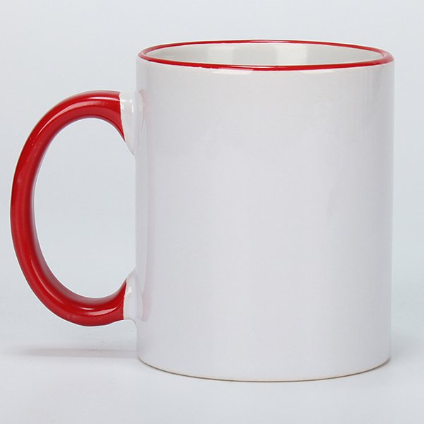 熱昇華馬克杯-300ml彩色杯緣手把