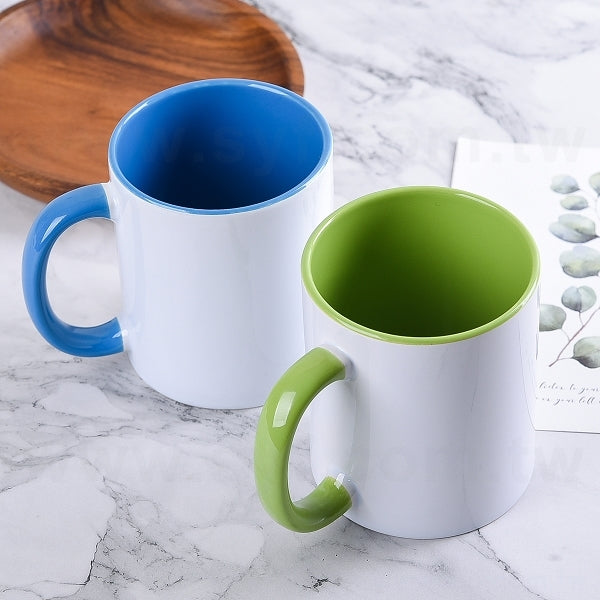 熱昇華馬克杯-300ml彩色杯緣手把