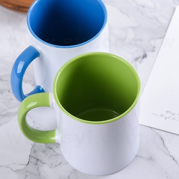熱昇華馬克杯-300ml彩色杯緣手把