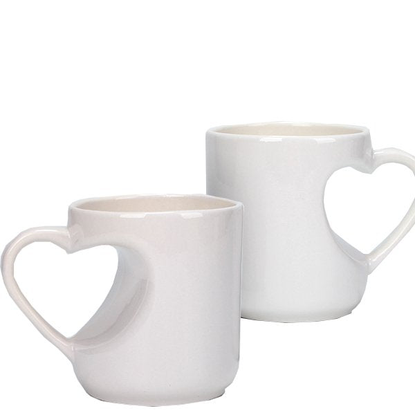 熱昇華情侶馬克杯-300ml心形手把