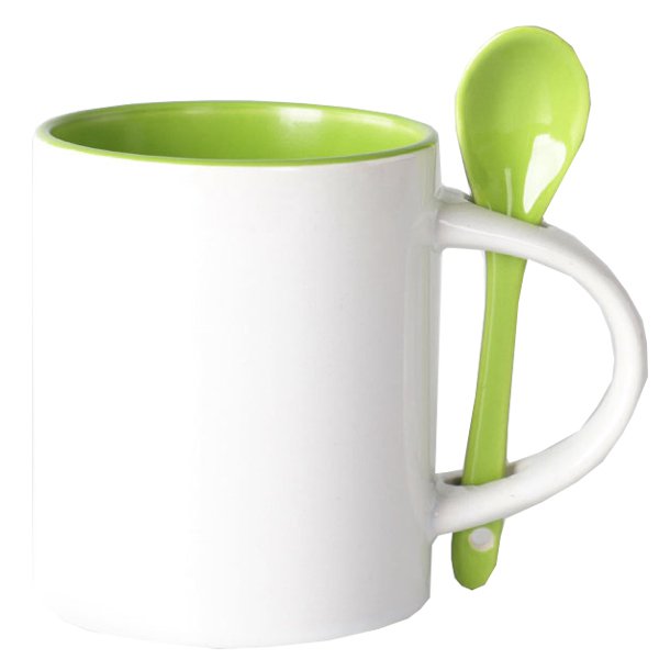 熱昇華馬克杯-300ml彩色內塗層附湯匙