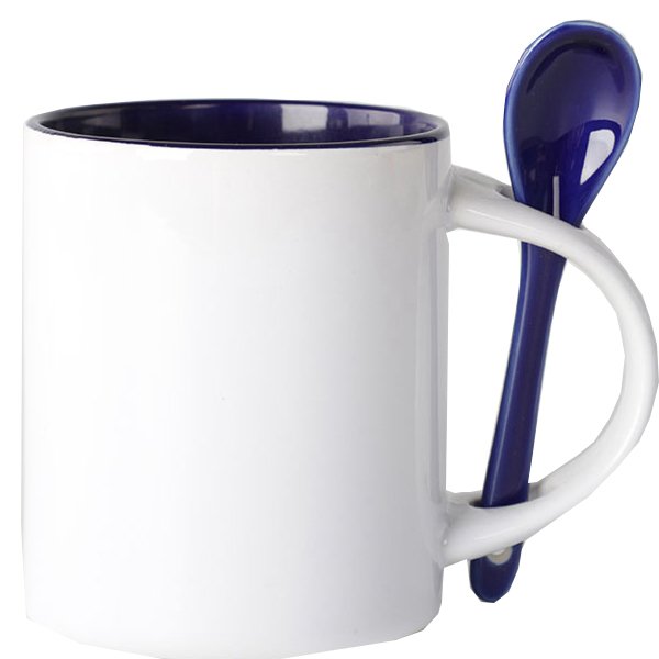 熱昇華馬克杯-300ml彩色內塗層附湯匙