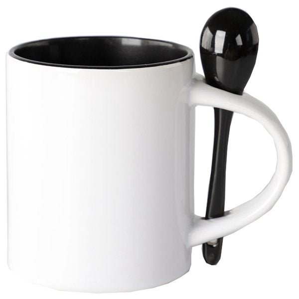 熱昇華馬克杯-300ml彩色內塗層附湯匙