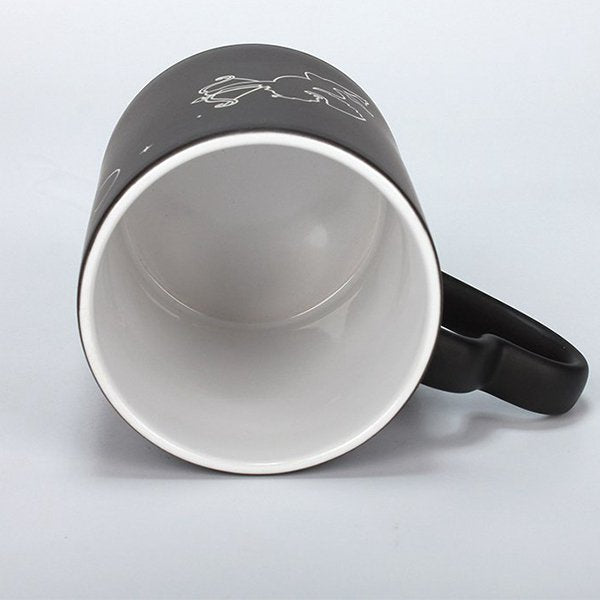 熱變色馬克杯-300ml黑色霧面心型手柄