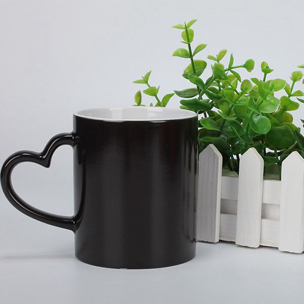 熱變色馬克杯-300ml亮面心型手柄