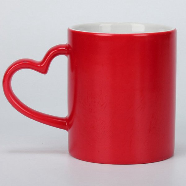 熱變色馬克杯-300ml亮面心型手柄