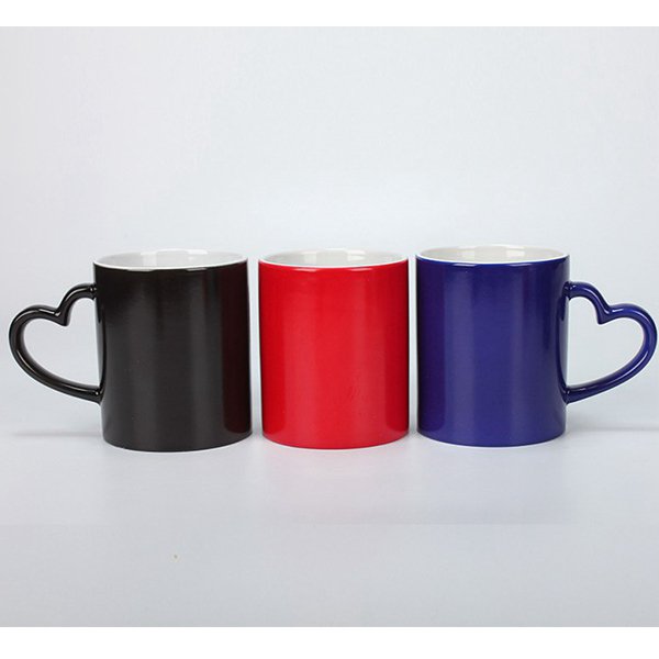 熱變色馬克杯-300ml亮面心型手柄