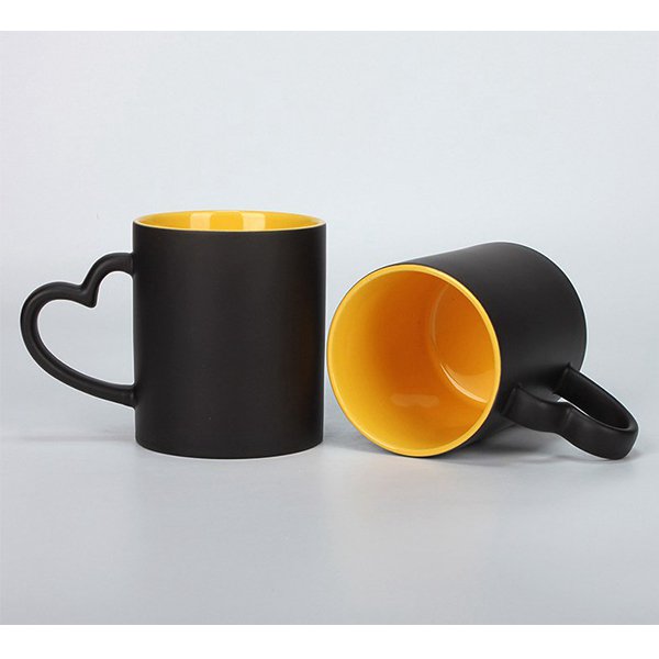 熱變色馬克杯-300ml彩色內層心型手柄