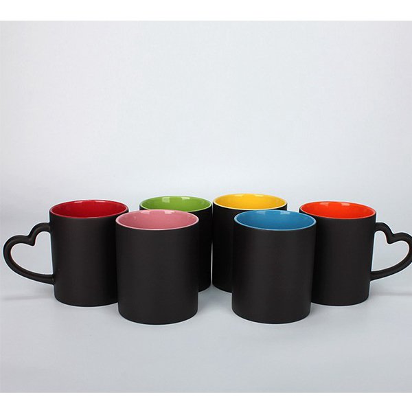 熱變色馬克杯-300ml彩色內層心型手柄
