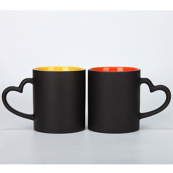 熱變色馬克杯-300ml彩色內層心型手柄