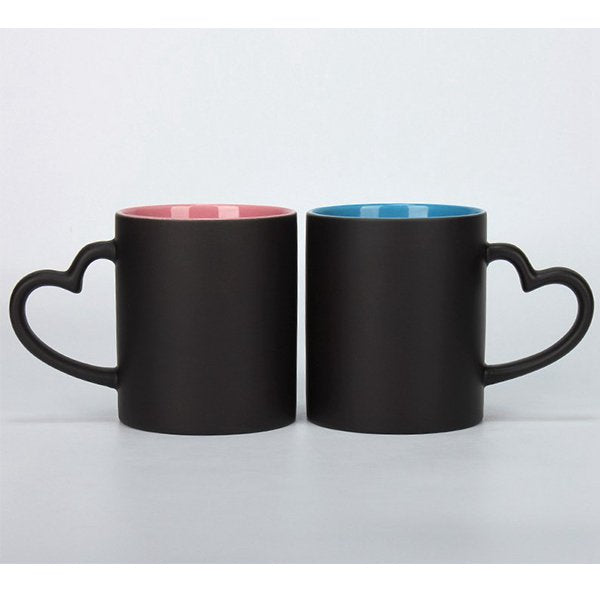 熱變色馬克杯-300ml彩色內層心型手柄