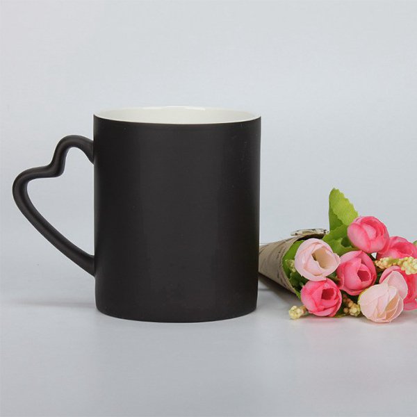 熱變色馬克杯-300ml心型手柄骨瓷杯