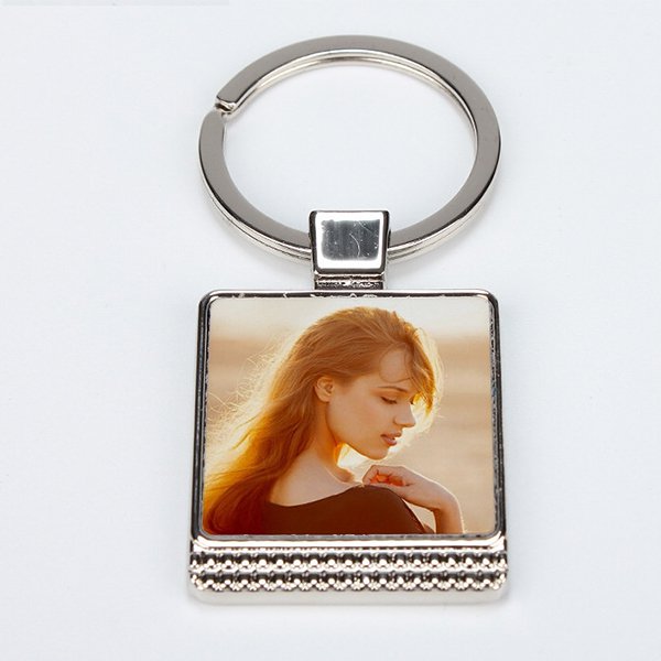 下壓紋方型金屬鑰匙圈
