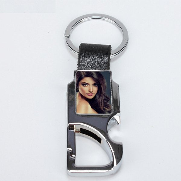 PU皮革上下雙釦環金屬鑰匙扣