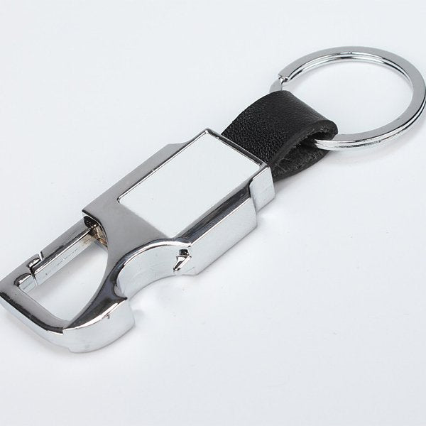PU皮革上下雙釦環金屬鑰匙扣