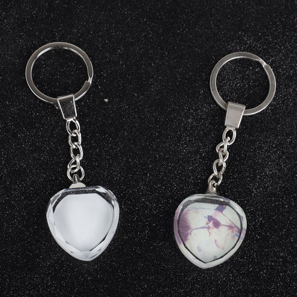 心形熱轉印水晶鑰匙圈