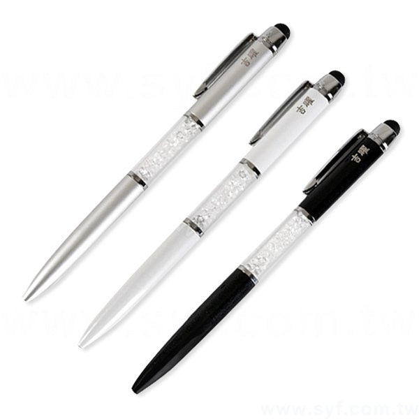 水晶觸控禮品筆-旋轉式廣告金屬筆-可客製化加印LOGO