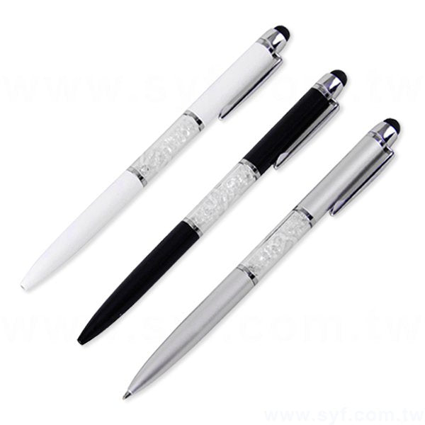 水晶觸控禮品筆-旋轉式廣告金屬筆-可客製化加印LOGO
