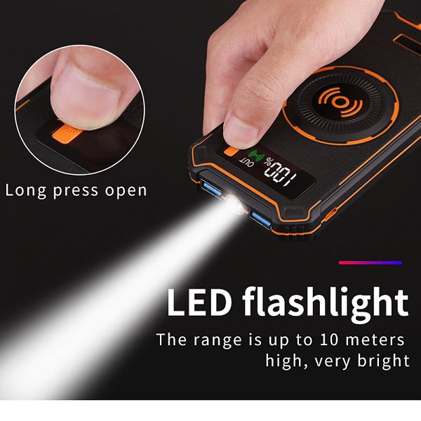 Qi無線充電太陽能行動電源