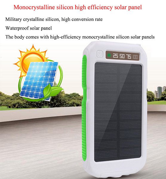 雙LED燈螢幕顯示太陽能行動電源