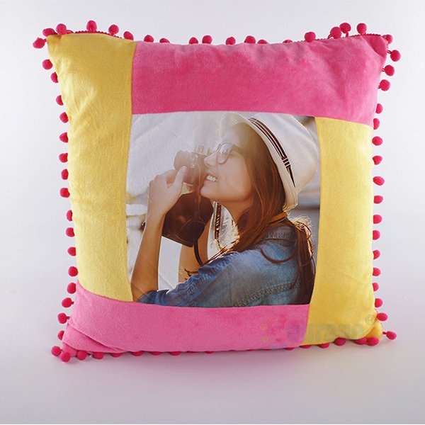 多色拼接天鵝絨抱枕