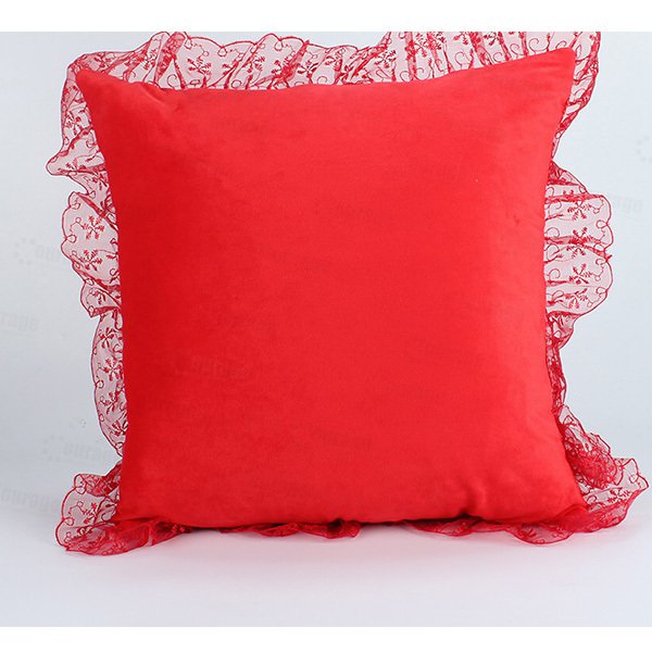 麂皮絨布蕾絲邊抱枕