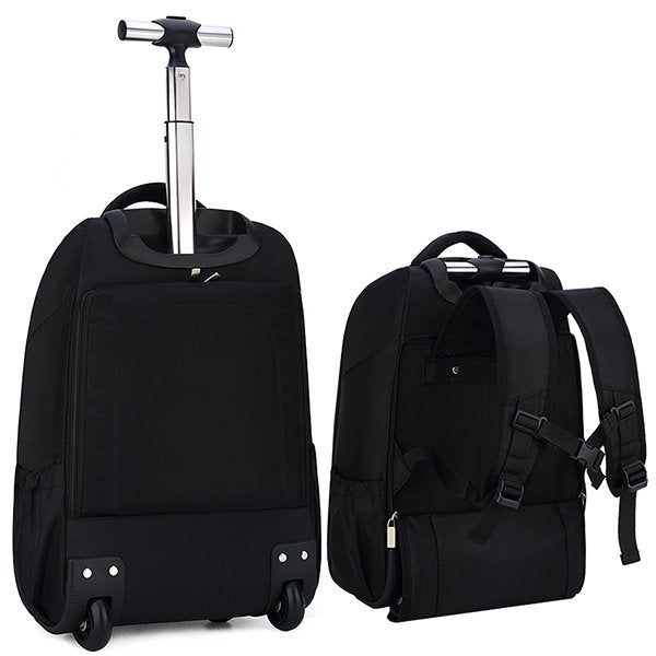 拉鍊後背包-牛津布-滾輪