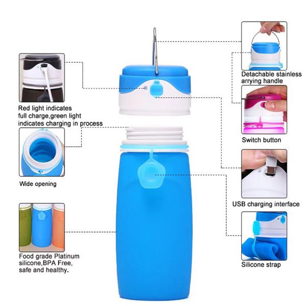 550ml-矽膠可摺疊帶燈水壺