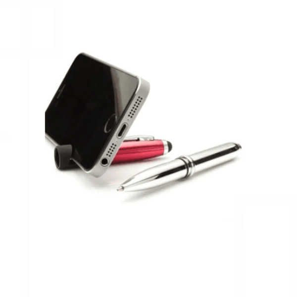 4合1-開蓋式手機架觸控筆-附LED手電筒