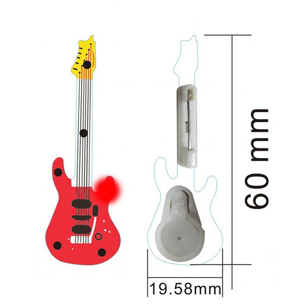 LED閃爍吉他造型胸章