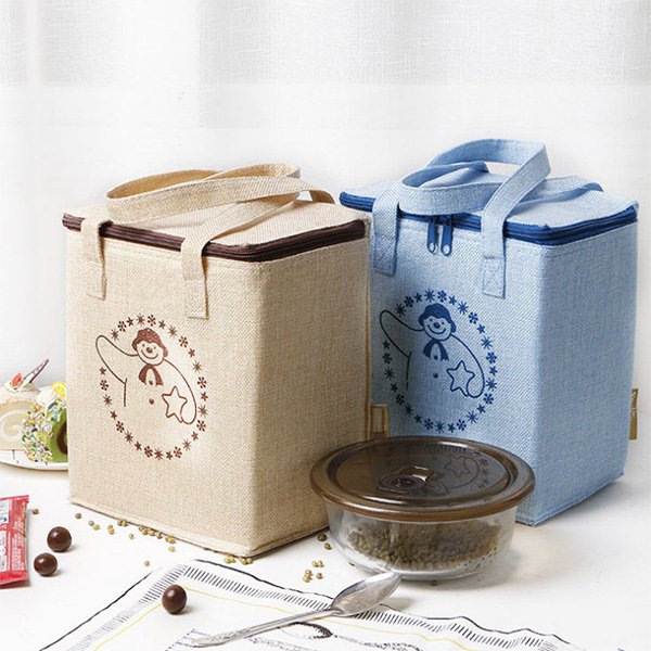 手提保冷袋-黃麻-拉鍊式