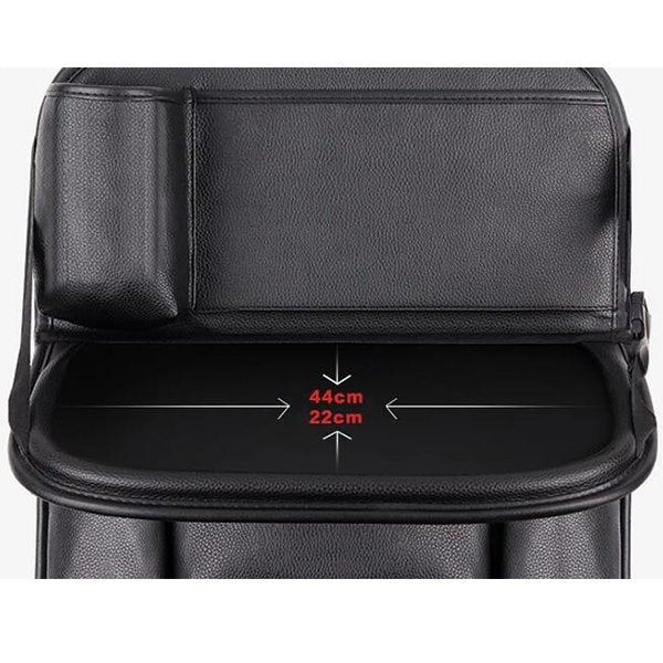 皮革汽車後座附托盤收納置物袋