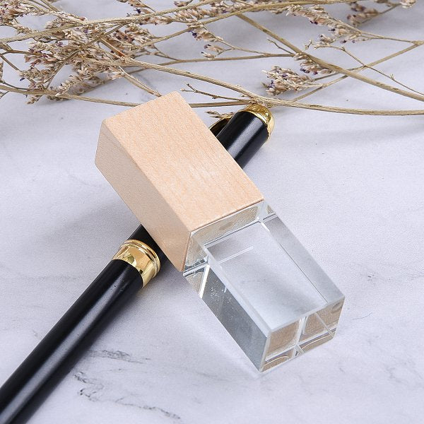 木製水晶發光開蓋隨身碟