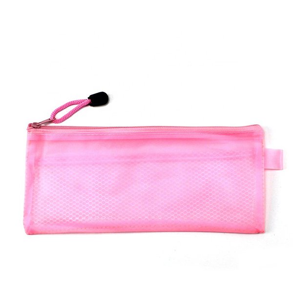 透明拉鍊鉛筆盒-PVC+網眼布筆袋