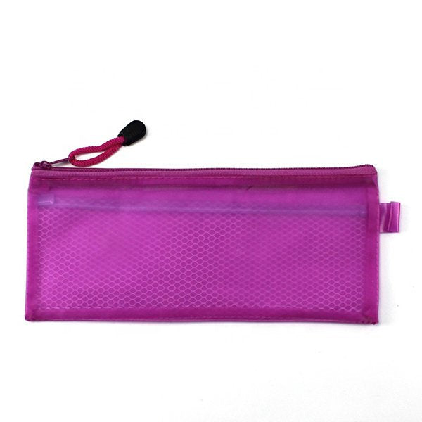 透明拉鍊鉛筆盒-PVC+網眼布筆袋