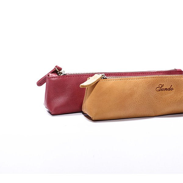 質感拉鍊鉛筆盒-真皮筆袋