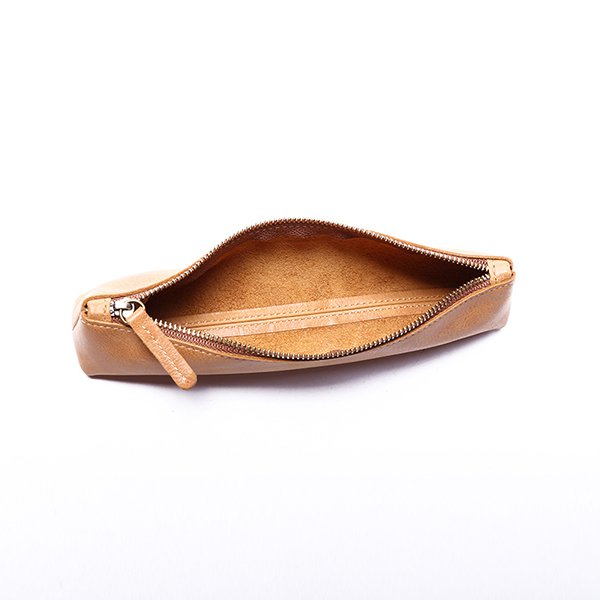 質感拉鍊鉛筆盒-真皮筆袋