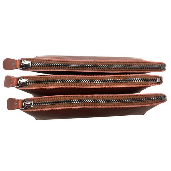 高級拉鍊鉛筆盒-真皮筆袋